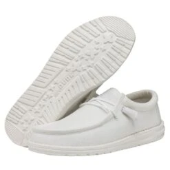 Wally Slub Canvas - White -Heydude Shoes 40009 100 WALLYSLUBCANVAS WHITE PAIRBOTTOM