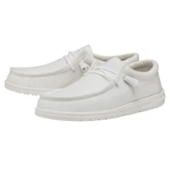Heydude Shoes -Heydude Shoes 40009 100 WALLYSLUBCANVAS WHITE PAIRSIDE
