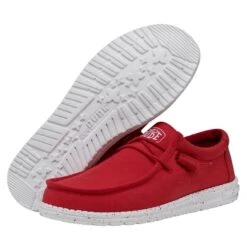 Wally Slub Canvas - Red -Heydude Shoes 40009 610 WALLYSLUBCANVAS RED PAIRBOTTOM