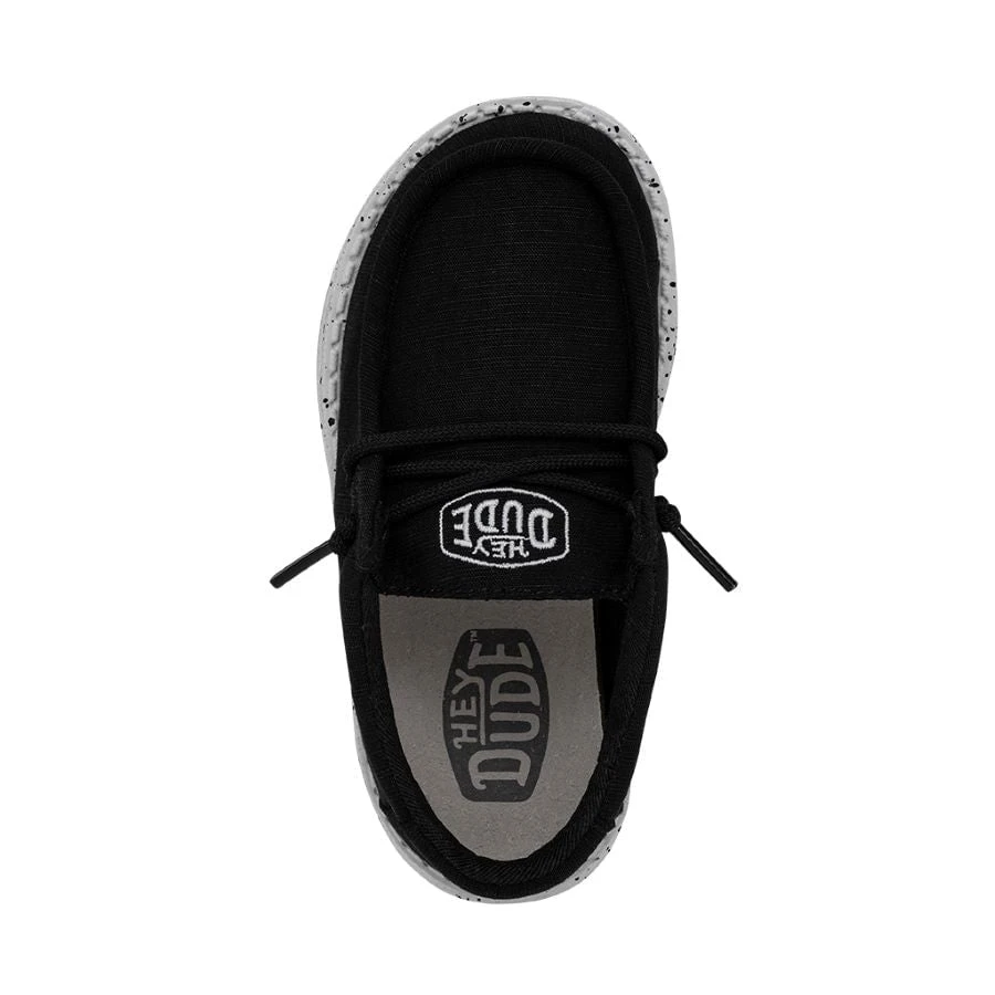 Wally Toddler Slub Canvas - Black Wally Toddler Slub Canvas - Black -Heydude Shoes 40029 001 WALLYTODDLERSLUBCANVAS BLACK LEFTTOP