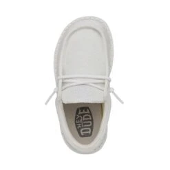 Wally Toddler Slub Canvas - White 7 Wally Toddler Slub Canvas - White -Heydude Shoes 40029 100 WALLYTODDLERSLUBCANVAS WHITE LEFTTOP