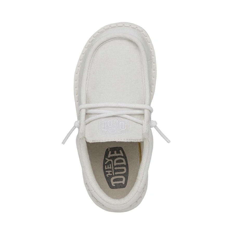 Wally Toddler Slub Canvas - White Wally Toddler Slub Canvas - White -Heydude Shoes 40029 100 WALLYTODDLERSLUBCANVAS WHITE LEFTTOP