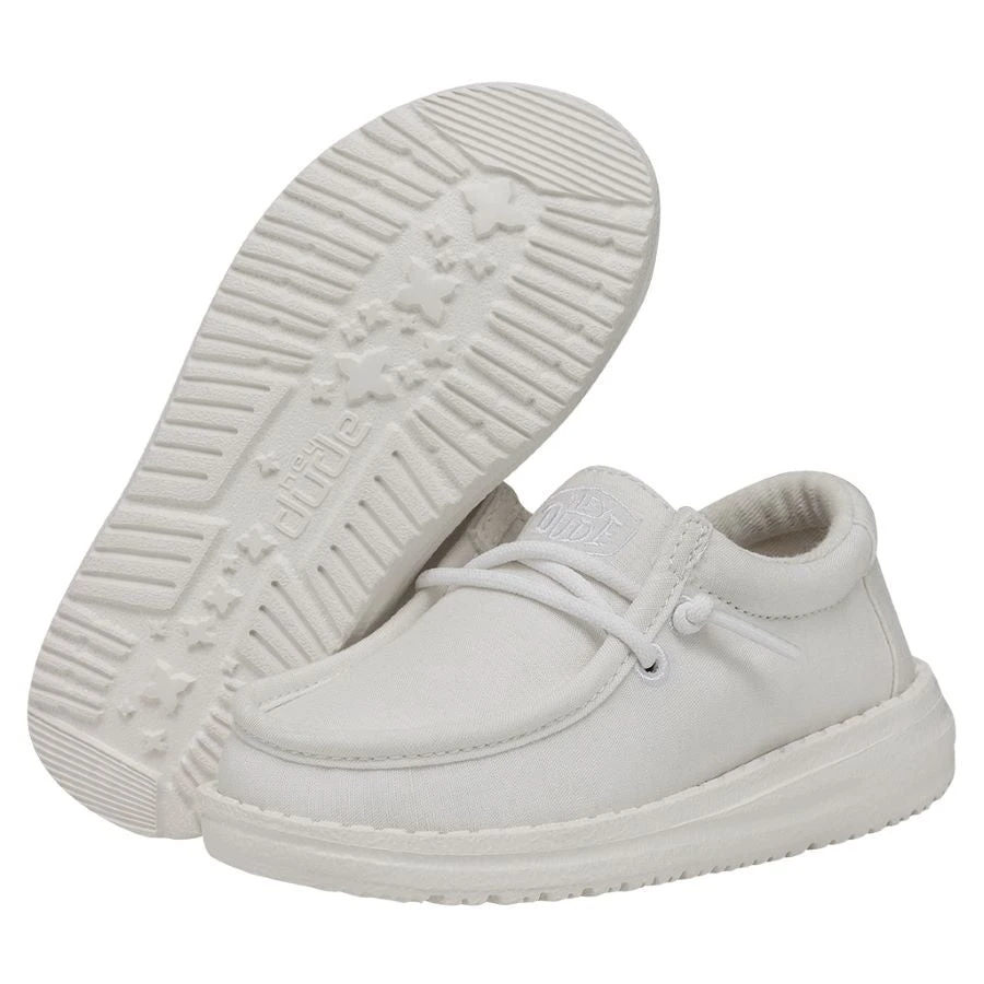 Wally Toddler Slub Canvas - White Wally Toddler Slub Canvas - White -Heydude Shoes 40029 100 WALLYTODDLERSLUBCANVAS WHITE PAIRBOTTOM
