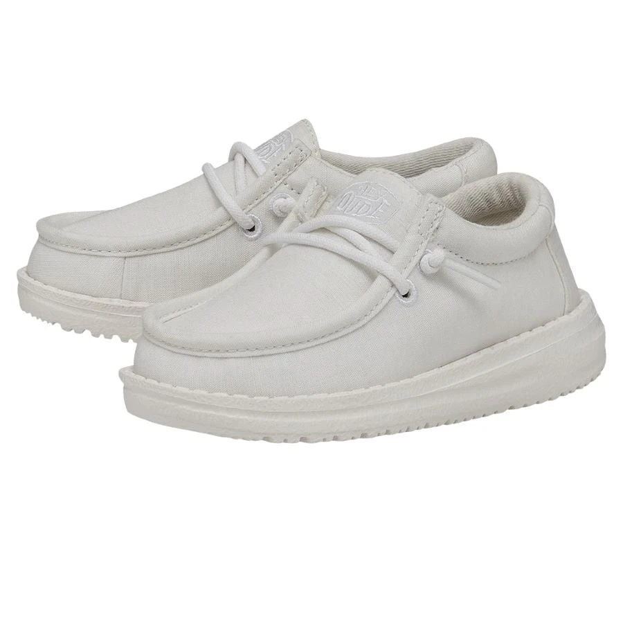 Wally Toddler Slub Canvas - White Wally Toddler Slub Canvas - White -Heydude Shoes 40029 100 WALLYTODDLERSLUBCANVAS WHITE PAIRSIDE