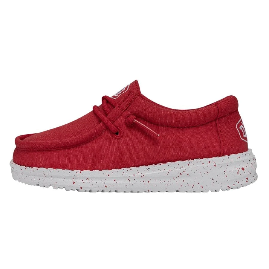 Wally Toddler Slub Canvas - Red Wally Toddler Slub Canvas - Red -Heydude Shoes 40029 610 WALLYTODDLERSLUBCANVAS RED LEFTSIDE 1
