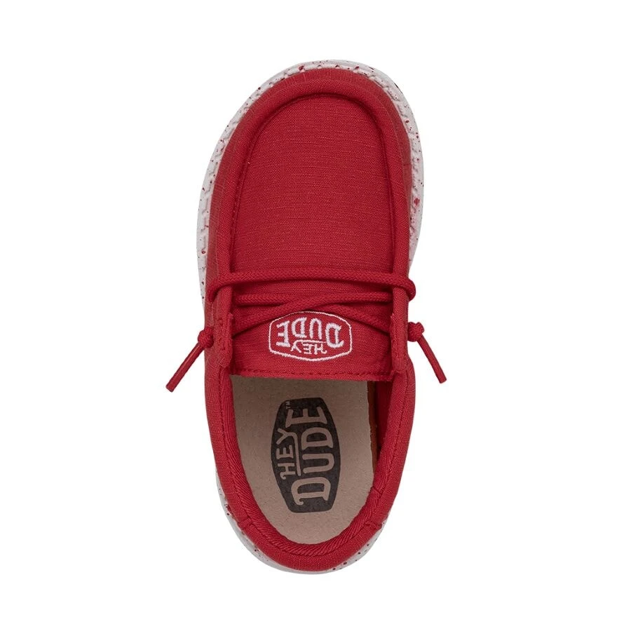 Wally Toddler Slub Canvas - Red Wally Toddler Slub Canvas - Red -Heydude Shoes 40029 610 WALLYTODDLERSLUBCANVAS RED LEFTTOP