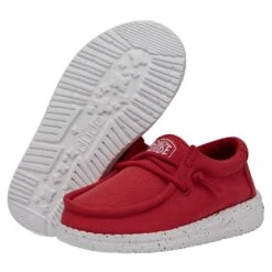 Wally Toddler Slub Canvas - Red 4 Wally Toddler Slub Canvas - Red -Heydude Shoes 40029 610 WALLYTODDLERSLUBCANVAS RED PAIRBOTTOM