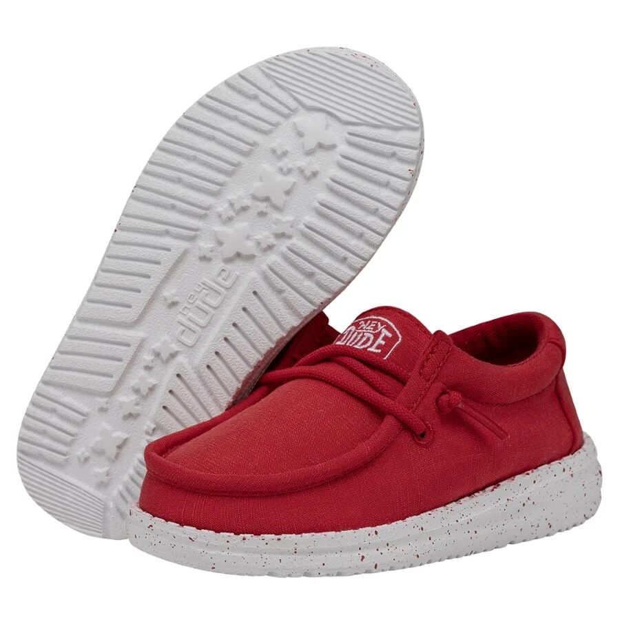 Wally Toddler Slub Canvas - Red Wally Toddler Slub Canvas - Red -Heydude Shoes 40029 610 WALLYTODDLERSLUBCANVAS RED PAIRBOTTOM