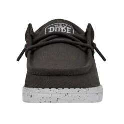 Wally Youth Slub Canvas - Dark Grey -Heydude Shoes 40044 029 WALLYYOUTHSLUBCANVAS DARKGREY LEFTFRONT