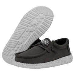 Wally Youth Slub Canvas - Dark Grey -Heydude Shoes 40044 029 WALLYYOUTHSLUBCANVAS DARKGREY PAIRBOTTOM