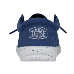 Wally Youth Slub Canvas - True Blue -Heydude Shoes 40044 428 WALLYYOUTHSLUBCANVAS TRUEBLUE LEFTBACK