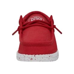 Wally Youth Slub Canvas - Red -Heydude Shoes 40044 610 WALLYYOUTHSLUBCANVAS RED LEFTFRONT