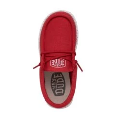Wally Youth Slub Canvas - Red -Heydude Shoes 40044 610 WALLYYOUTHSLUBCANVAS RED LEFTTOP