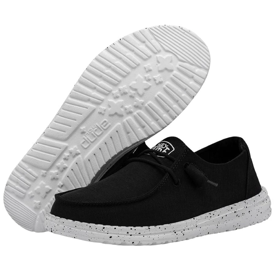 Wendy Slub Canvas - Black Wendy Slub Canvas - Black -Heydude Shoes 40063 001 WENDY SLUB CANVAS BLACK LEFT 3