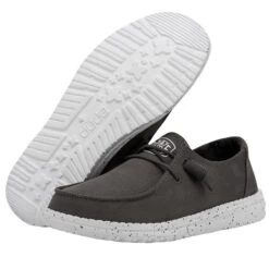 Wendy Slub Canvas - Dark Grey -Heydude Shoes 40063 029 WENDY SLUB CANVAS DARK GREY LEFT 3