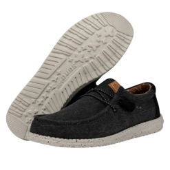 Wally Washed Canvas - Black -Heydude Shoes FW23 M 40296 001 WALLY WASHED CANVAS BLACK LEFT PAIROUTSOLE