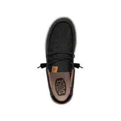 Wally Washed Canvas - Black -Heydude Shoes FW23 M 40296 001 WALLY WASHED CANVAS BLACK LEFT TOP