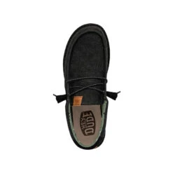 Wally Washed Canvas - Black/Black -Heydude Shoes FW23 M 40296 060 WALLY WASHED CANVAS BLACK BLACK LEFT TOP