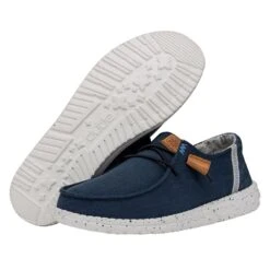 Wendy Washed Canvas - Navy -Heydude Shoes FW23 W 40297 410 WENDY WASHED CANVAS NAVY LEFT PAIROUTSOLE