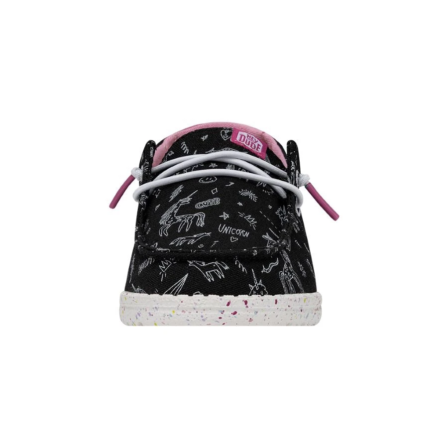 Wendy Youth - Unicorn Black -Heydude Shoes FW23 Y 40452 001 WENDY YOUTH UNICORN BLACK LEFT FRONT