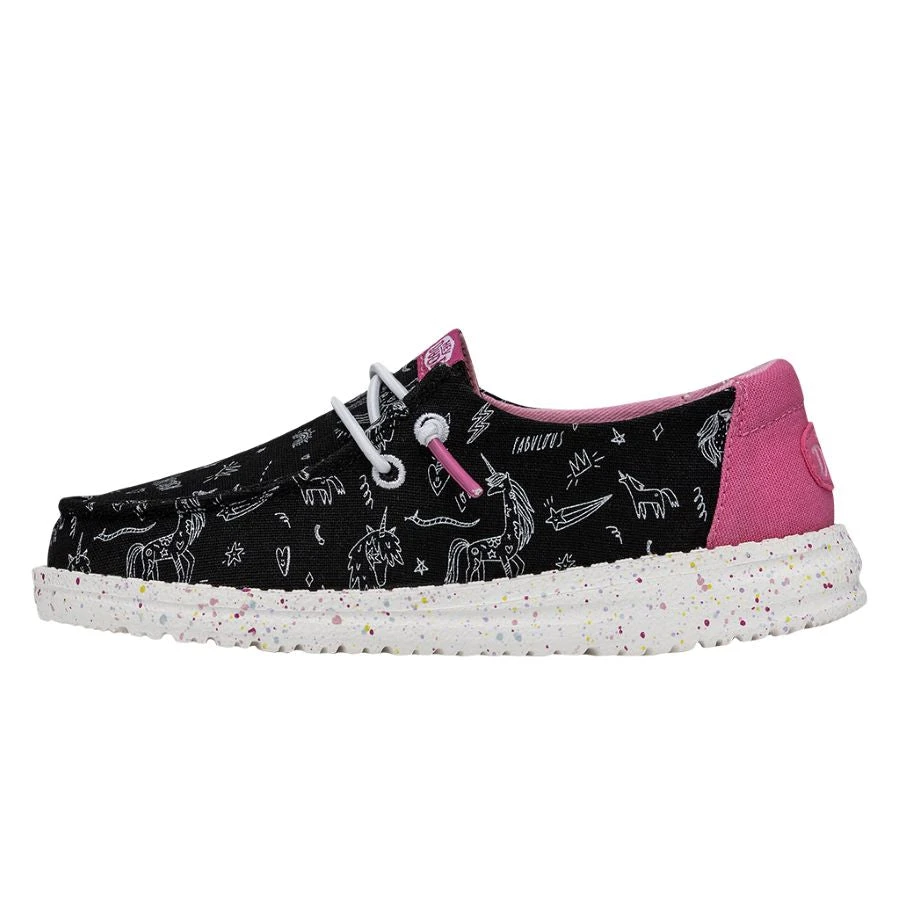 Wendy Youth - Unicorn Black -Heydude Shoes FW23 Y 40452 001 WENDY YOUTH UNICORN BLACK LEFT PROFILE